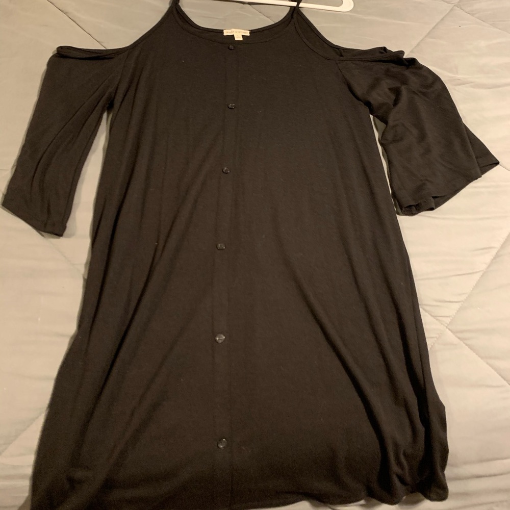 Black cold shoulder dress